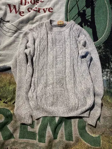 80s 아란 니트 피셔맨 니트 3D 니트