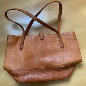 Tideway 브라운 토트백 타이웨이 천연 가죽 올 가죽