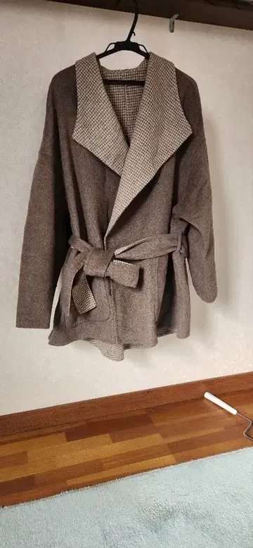 nano UNIVERSE 브라운 체크 무늬 롱 코트