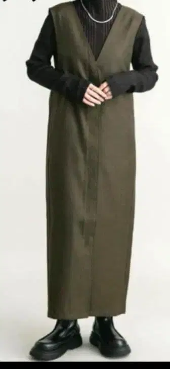 kbf back 크로스 오버롤 스커트 카키