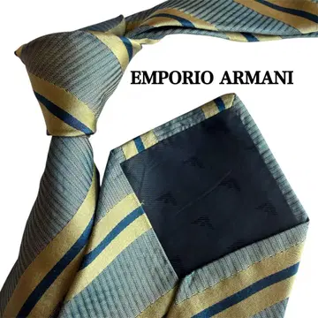 EMPORIO ARMANI 아르마니 그린 계열 금 스트라이프 넥타이