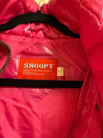 SNOOPY 후드 부착 다운 자켓 XL 핑크