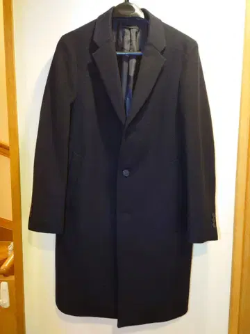 네이비 울 혼방 체스터 코트