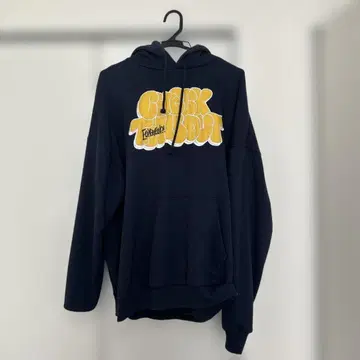 CHECK TIDY 그래픽 후드티 네이비