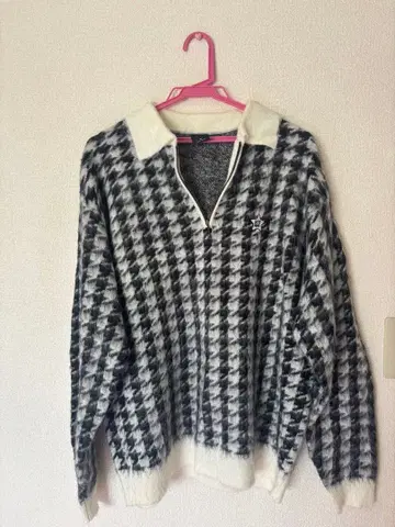 HUF 체크 무늬 지퍼 스웨터 M 사이즈