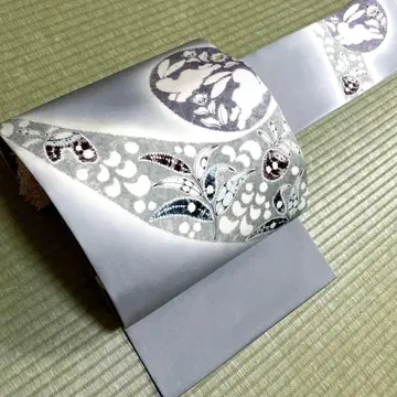 순수 실크 [시오제] 나고야 오비 [꽃 토끼]