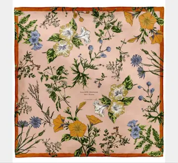 [ manipuri ] 꽃무늬 실크 스카프 약 86cm x 86cm
