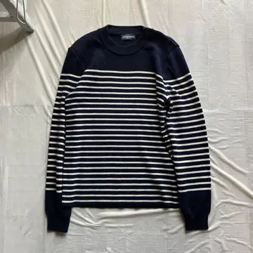 cafe du cycliste / 보더 니트 M 네이비 화이트 울