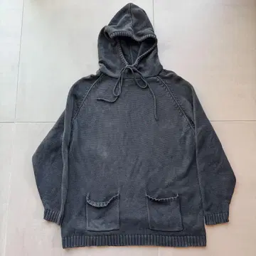 90s gap 코튼 니트 후드티 블랙