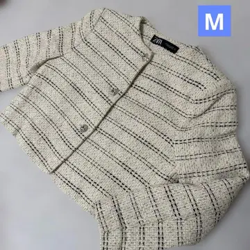 ZARA 숄더 패드 숏 트위드 자켓