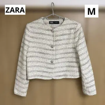 ZARA 숄더 패드 숏 트위드 자켓