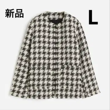 미사용 새상품! 오버 사이즈 자켓 체크 하운드투스 체크 패턴