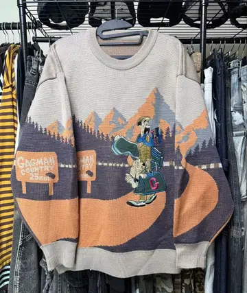 90s 미쏘니 빈티지 자수 패턴 코튼 니트