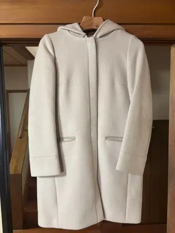 IEN 후드 울 코트 36 이에나