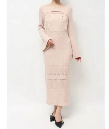 RESEXXY 크로셰 니트 타이 원피스