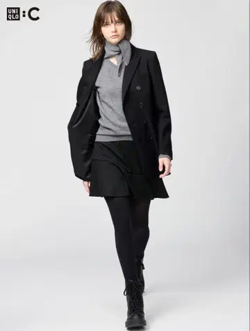 [ 택 포함 미사용 새상품 ] UNIQLO : C 플레어 스코트 블랙 M