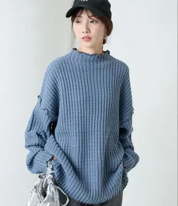 [ FREAK'S STORE ] 헤비 와플 메로우 하이넥 니트 블루