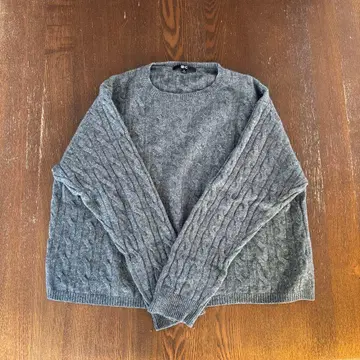 UNIQLO 케이블 짜임 그레이 니트 M