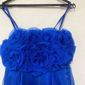 파란 플라워 장식 롱 드레스