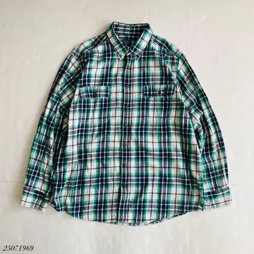 US 구제 의류 FADED GLORY 체크 플란넬 셔츠 그린