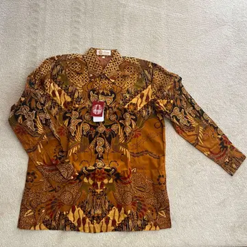 고급 Harni 바틱 패턴 긴팔 셔츠 M
