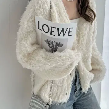 [ 미사용 새상품 ] 아이보리 퍼 가디건 긴팔