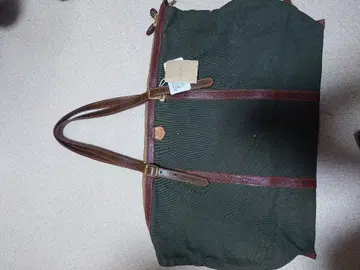 일본제 새상품 미사용 레더 메이크스 토트백 올리브 그린 캔버스