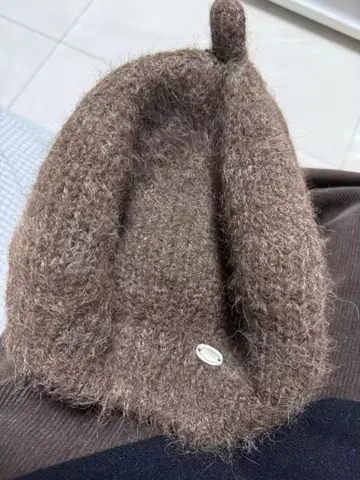 브라운 울 혼방 베레모