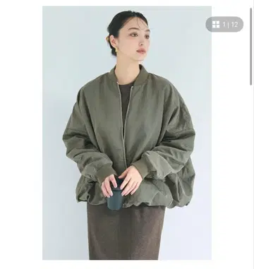 coca 워셔블 벌룬 블루종 카키 L