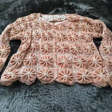 오렌지 계열 가디건 레트로 빈티지 프리 사이즈 안감 없음 레이스