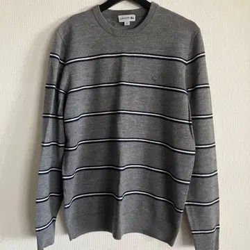 LACOSTE 그레이 스트라이프 스웨터