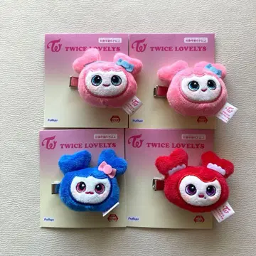 TWICE GIGO 봉제 인형 헤어핀 4개 모모 채영 쯔위