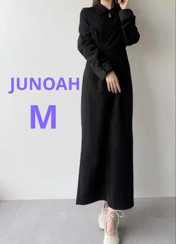 JUNOAH 바이컬러 코듀로이 타이트 원피스 M 블랙