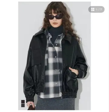 coca 인조 가죽 오버 사이즈 자켓 블랙 M