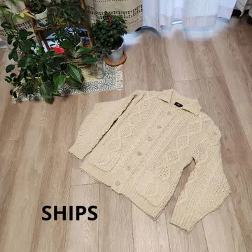 새상품급 SHIPS 베이지 케이블 니트 가디건