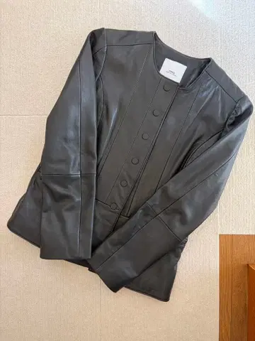 MANGO 망고 노카라 천연 가죽 자켓 S 블랙