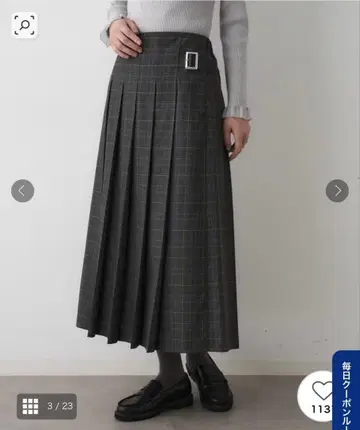 [세탁 가능] 와이드 플리츠 스커트