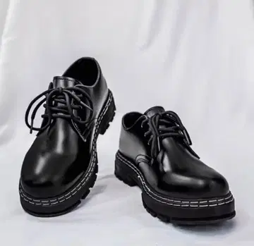 모던 플레인 토 슈즈 / 블랙 (화이트 스티치 사양)