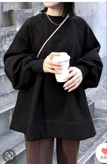 reca 속기모 턱 A라인 맨투맨 풀오버