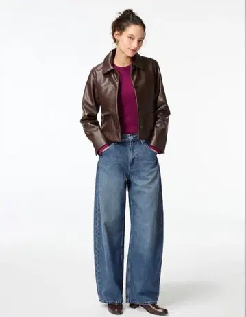 유니클로 배기 커브 청바지 사이즈 22 컬러 67 블루 미사용