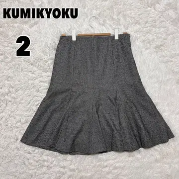 KUMIKYOKU 쿠미교쿠 (2) 머메이드 스커트 하운드투스 울 혼방