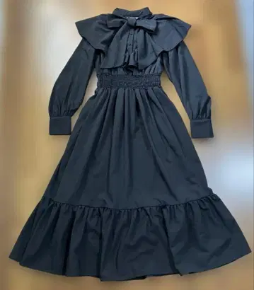 jouetie 리본 타이 프릴 원피스 블랙