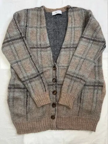 SAYAKA DAVIS 체크 무늬 모헤어 니트 가디건