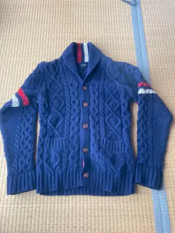 MEN'S BIGI 네이비 케이블 니트 가디건 스웨터