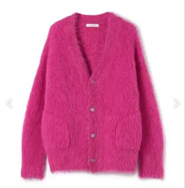 새상품 MACPHEE 맥피 플러피 알파카 V넥 가디건
