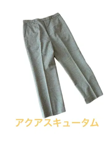 빈티지 새상품급 아쿠아 스큐텀 체크 스트레이트 팬츠