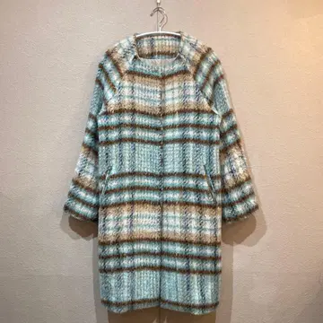 LUCA 시드 드레이크 루프컷 샤기 체크 롱 코트