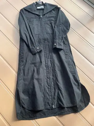 H.A.K 블랙 롱 세일러 코트