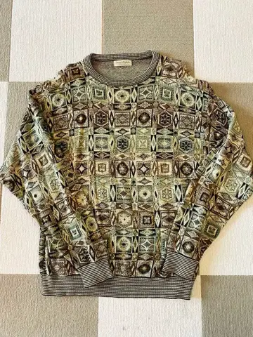 쿠지풍 3D 니트 스웨터 올 패턴 90s 구제 의류