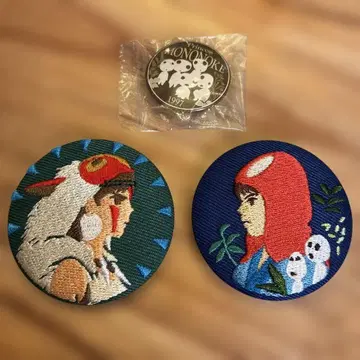 지브리 모노노케 히메 자수 브로치 캔뱃지 세트